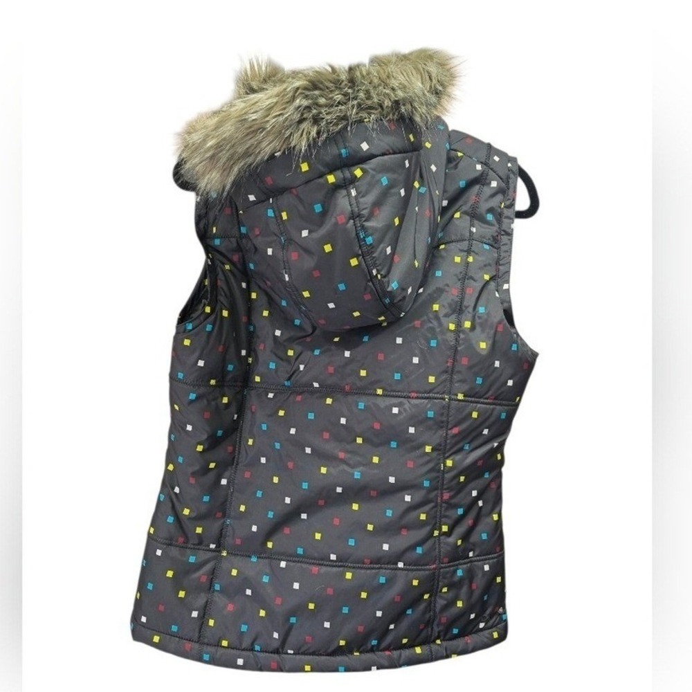 Burton Dry Ride Insulated Hooded Puffer Vest Faux Fur Snowboard Ski Medium Retro